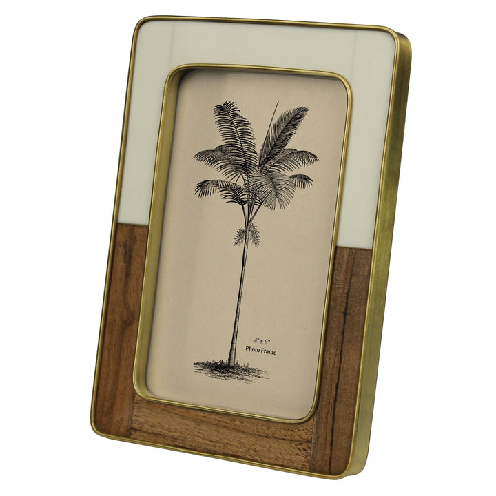Teak, Ivory & Brass Frame - 4 x 6