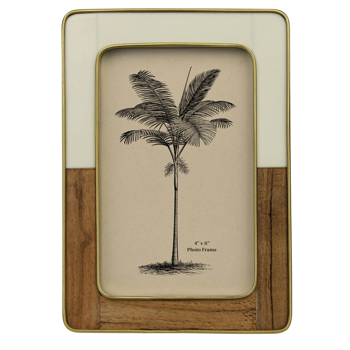 Teak, Ivory & Brass Frame - 4 x 6
