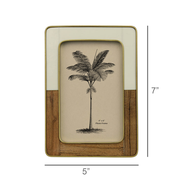 Teak, Ivory & Brass Frame - 4 x 6