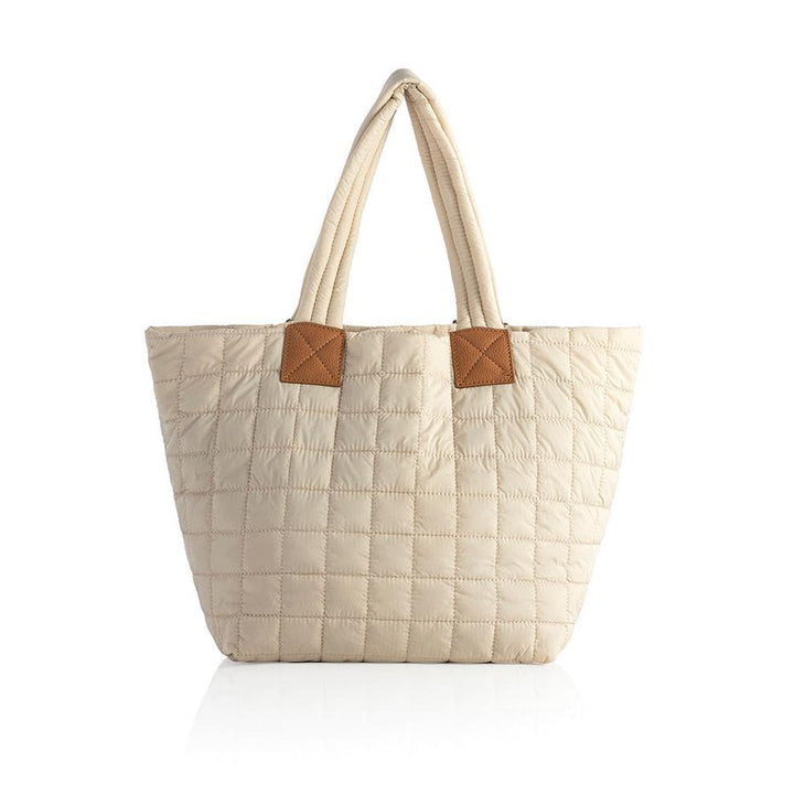 Ezra Quilted Nylon Tote - Ivory