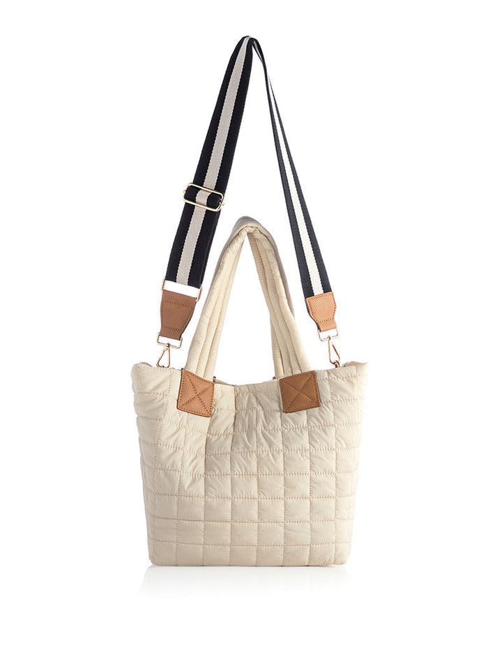 Ezra Quilted Nylon Tote - Ivory