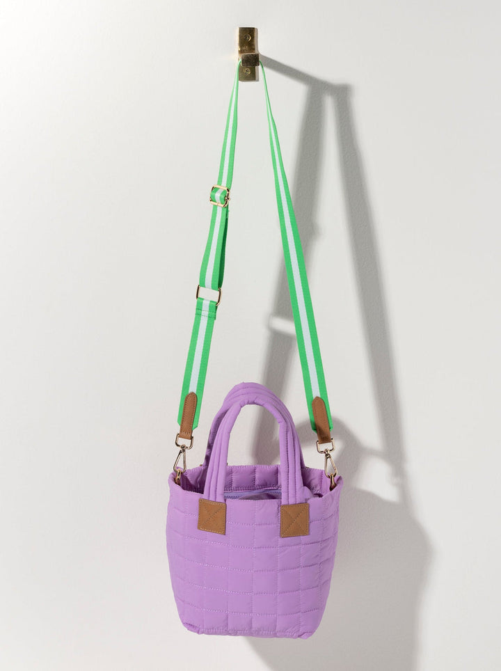 Ezra Quilted Nylon Mini Cross Body Tote - Lilac