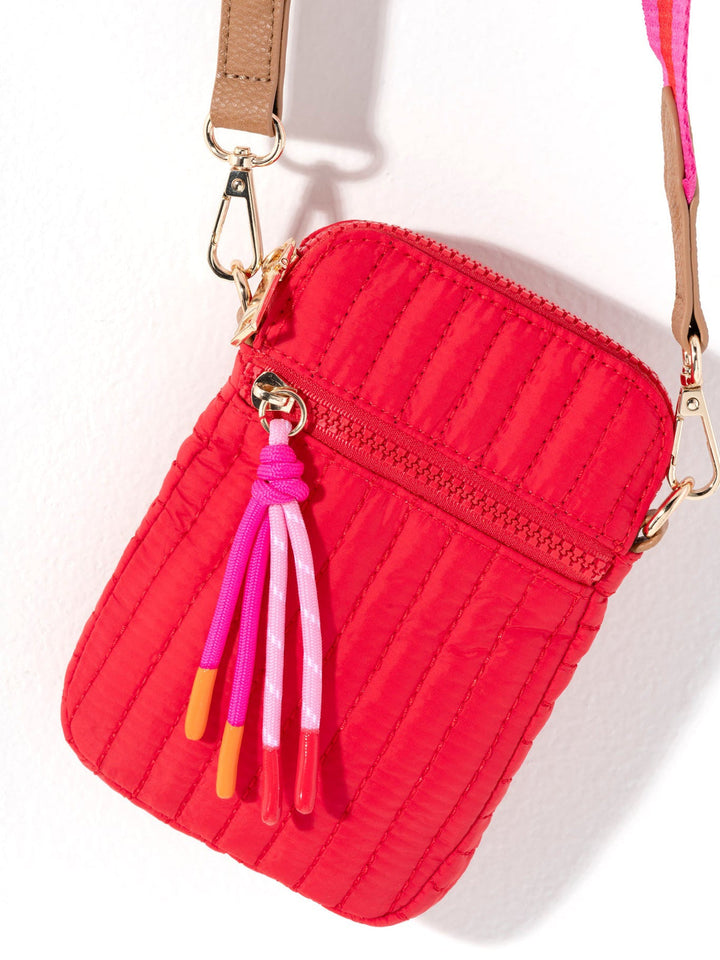 Ezra Quilted Nylon Phone Holder - Red