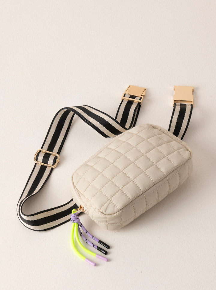 Ezra Quilted Nylon Belt Bag - Ivory