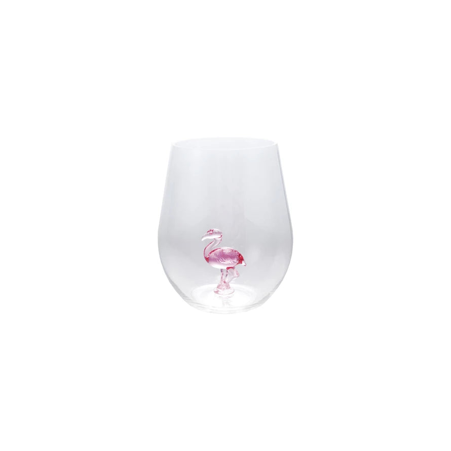 Acrylic Stemless Wine Glass With Flamingo Inside