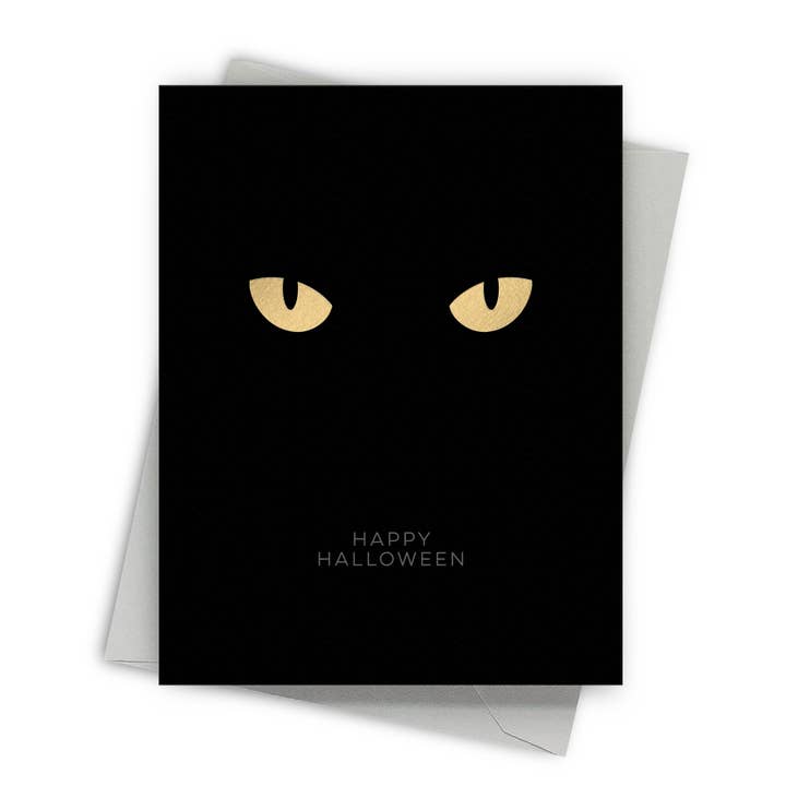 Cat Eyes Halloween Greeting Card