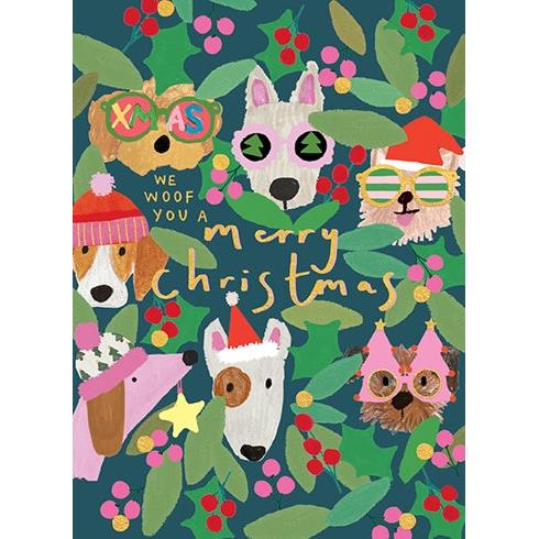 Dogs On Green Holiday Card