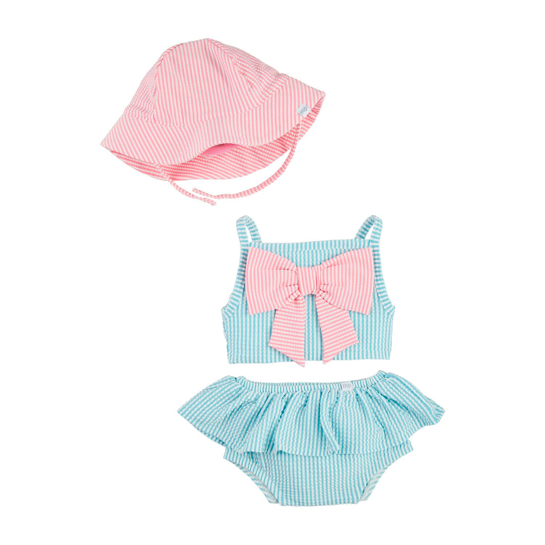 Girls Seersucker Swimsuit Set