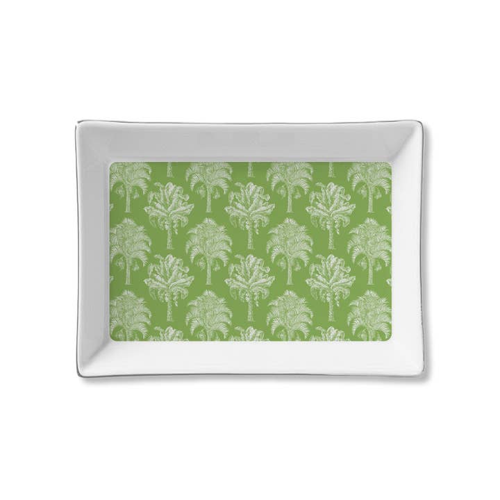 Green Palm Ceramic Tray
