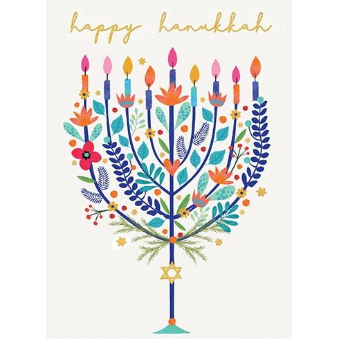 Colorful Menorah Holiday Card
