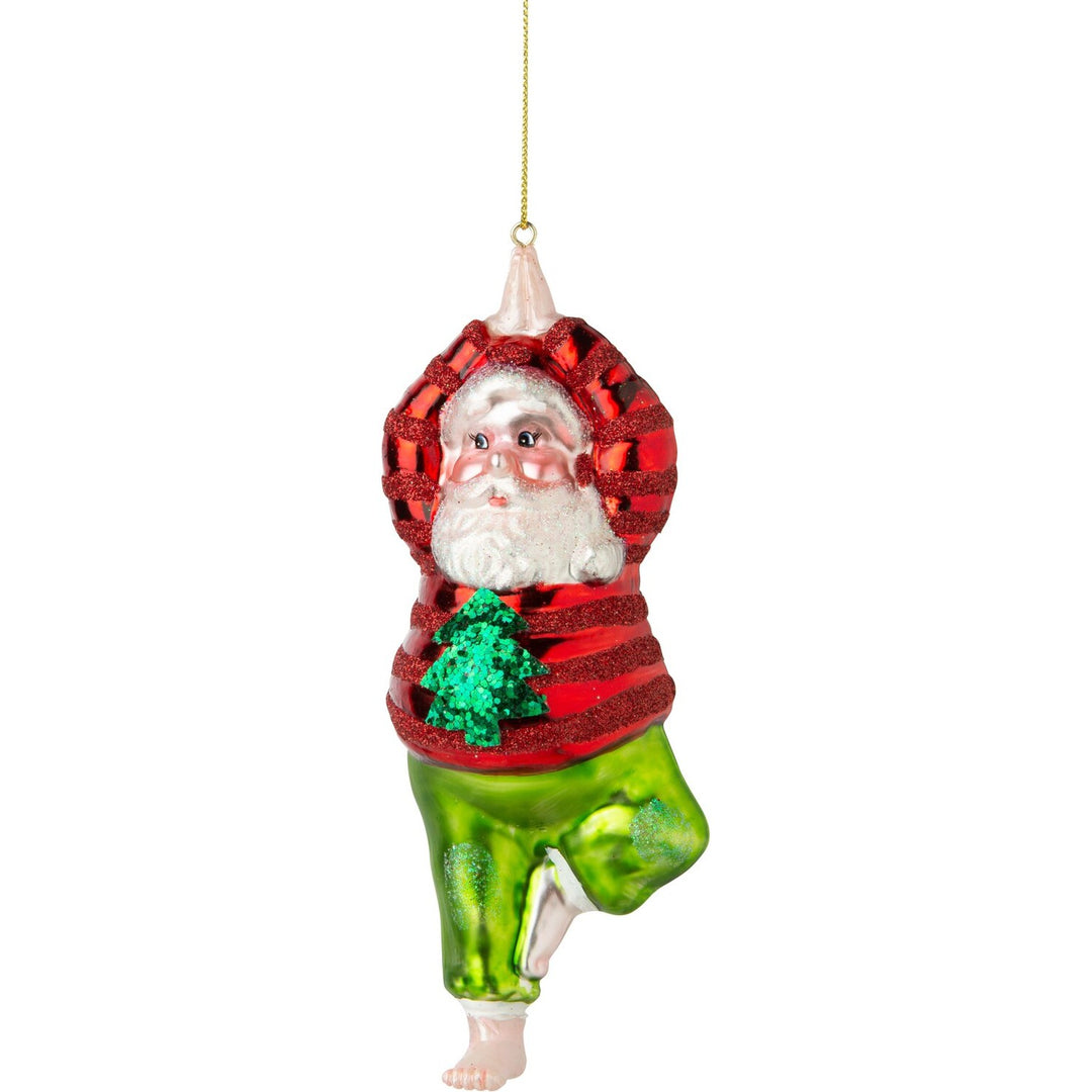 Santa In Yoga Tree Pose Ornament