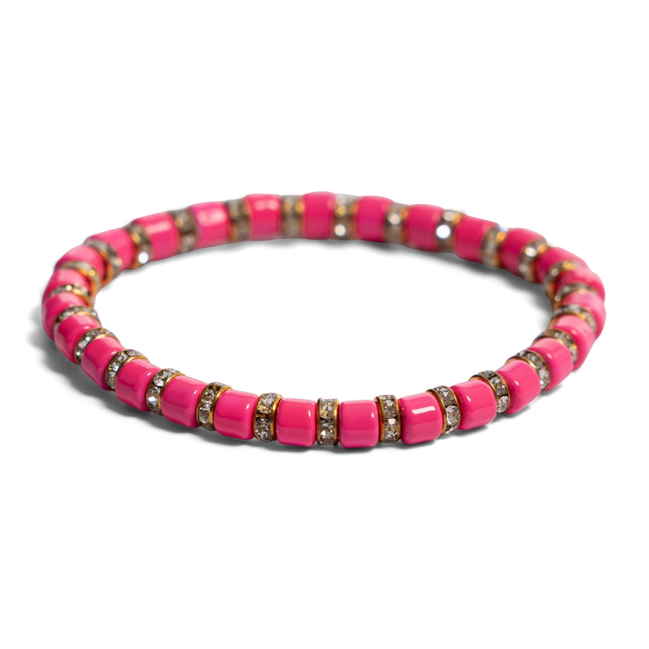 Dream In Color Enamel & Rhinestone Bracelets- Bright Pink