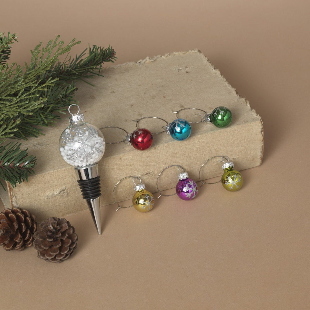 Ornament Wine Stopper With 6 Bulb Charms