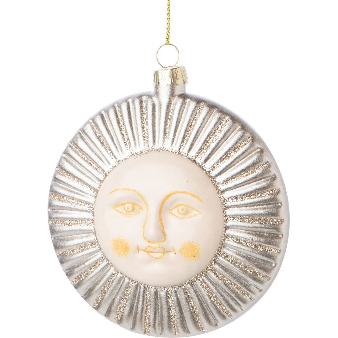 Glass Sun With Cream Face Ornament