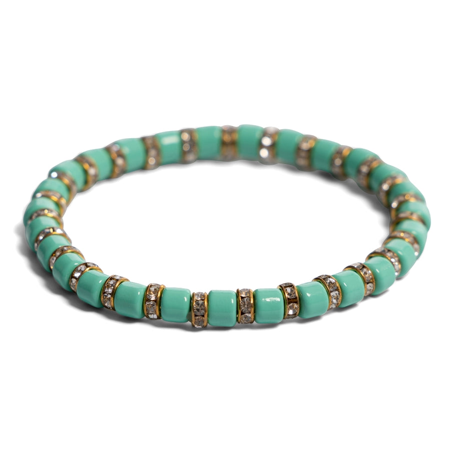 Dream In Color Enamel & Rhinestone Bracelets- Mint