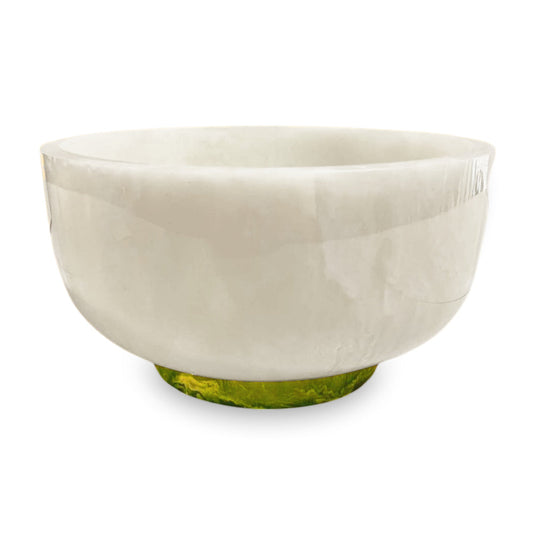 Resin Rio Large Bowl With Base - White & Green