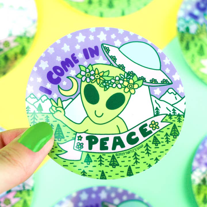 I Come In Peace Sticker