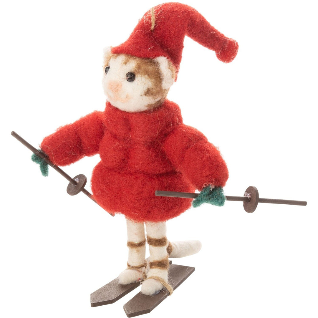 Skiing Kitten In Puffy Jacket Ornament