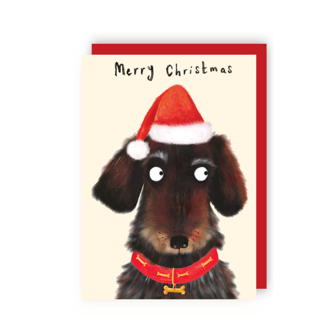 Dog Santa Hat Greeting Card
