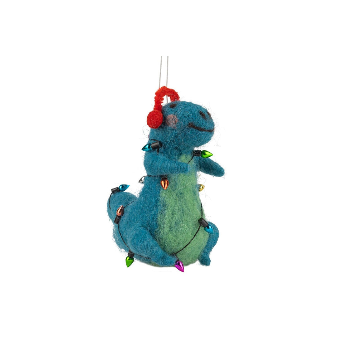 Dinosaur Wrapped In Lights Ornament