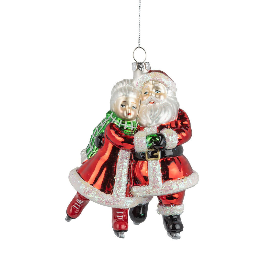 Glass Mr & Mrs Santa Ornament