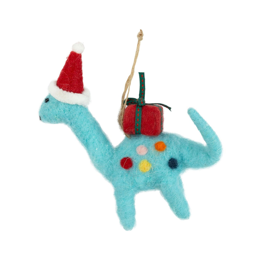 Dinosaur With Red Gift Felt Ornament