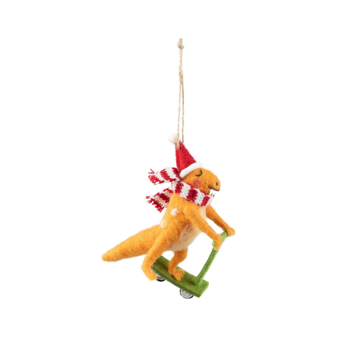 Orange Dinosaur Felt Ornament