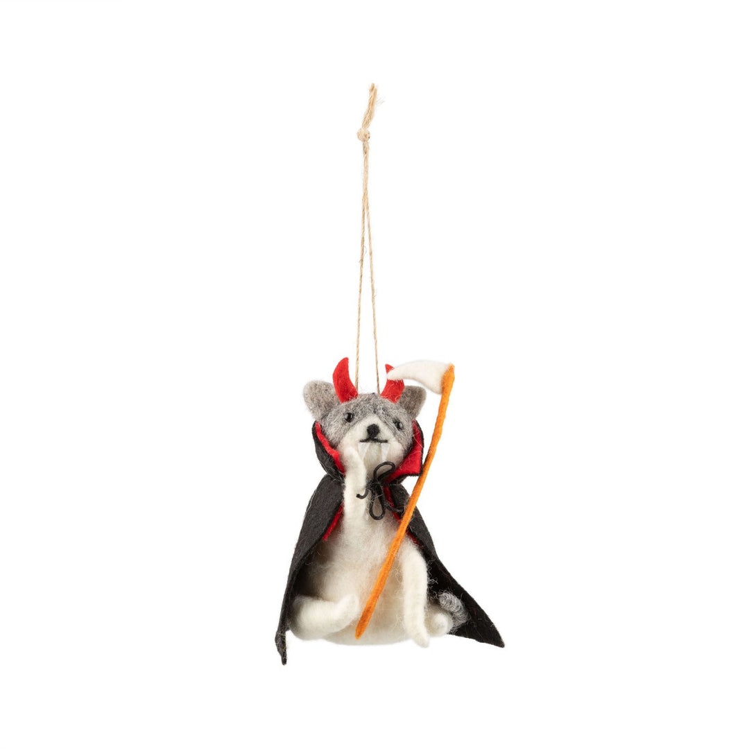 Dog In Devil Costume Felt Ornament