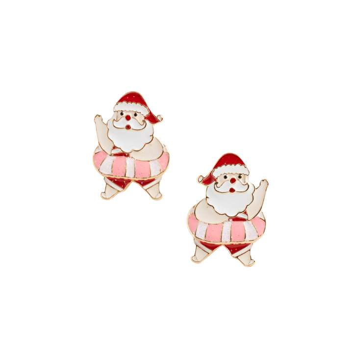 Vacation Santa With Water Float Earrings