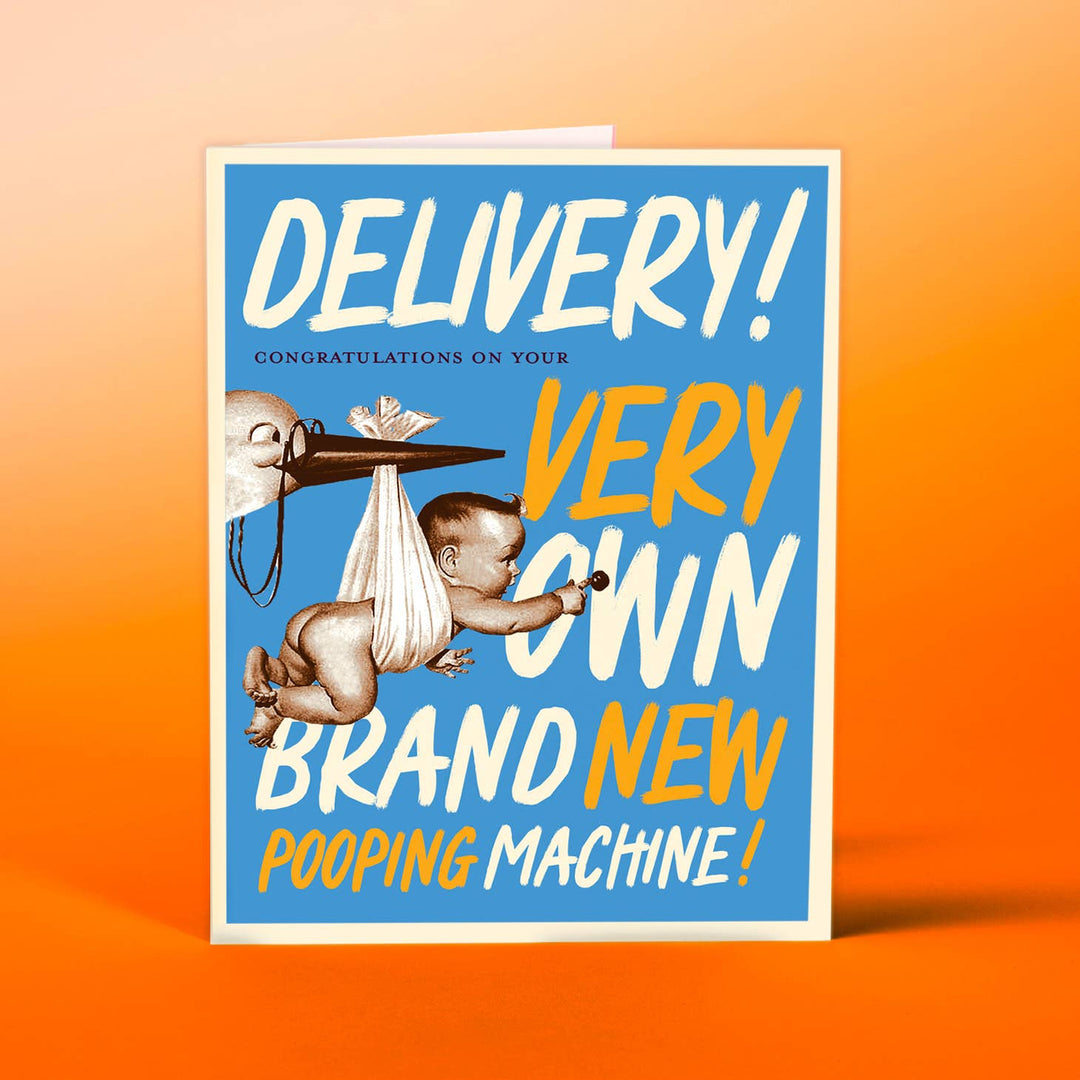 Delivery New Pooping Machine Greeting Card - Blue