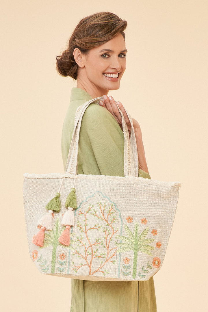 Paradise Palms Jute Beach Tote