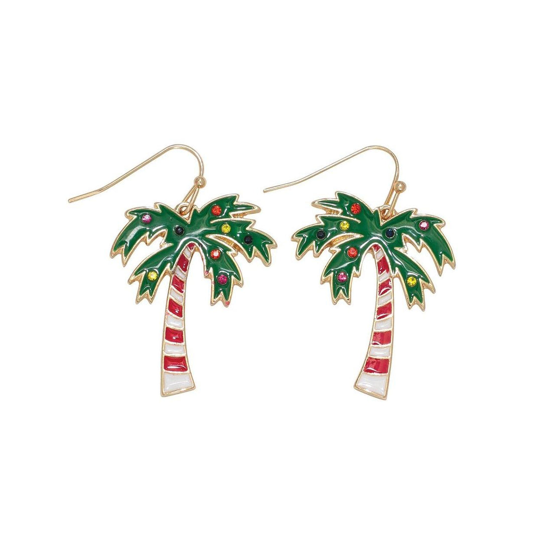 Holiday Palms With Crystals Earrings