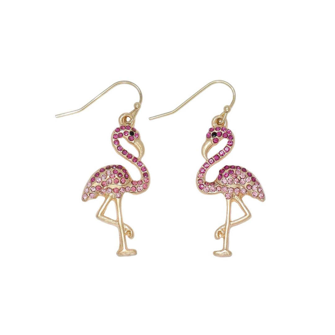 Bedazzled Pink Flamingo Earrings