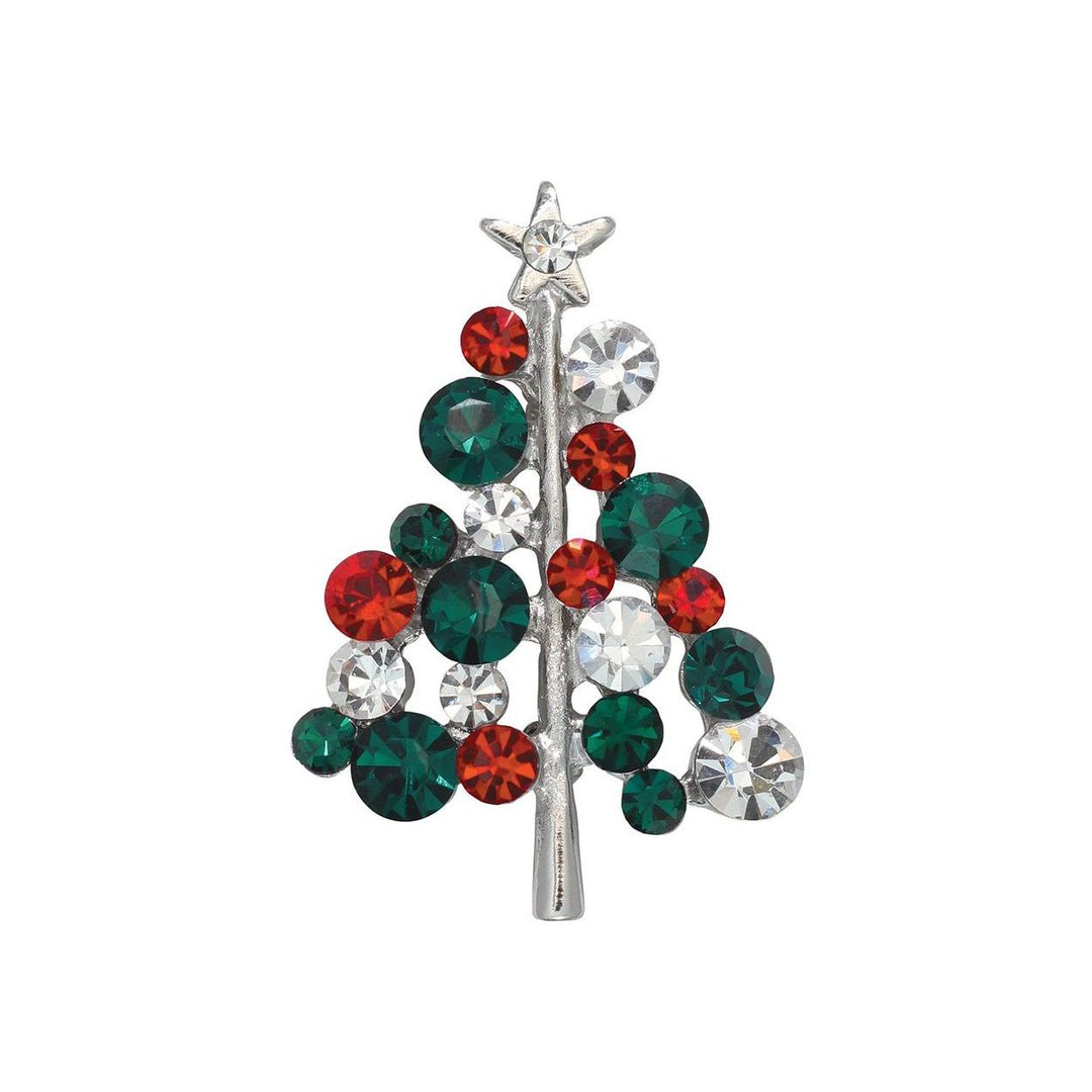 Sparkling Jeweled Christmas Tree Pin