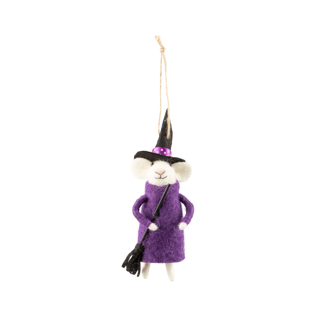 Mouse In Witch Outfit Felt Ornament
