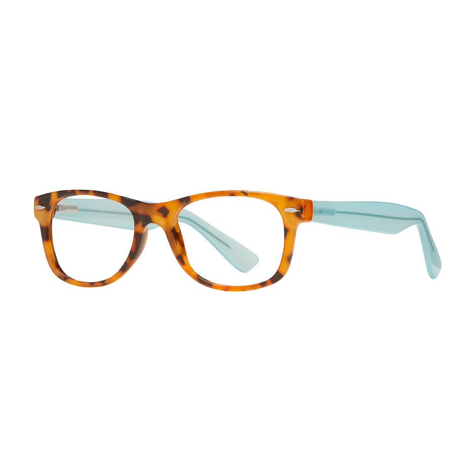 Avery Smoke Lens Reading Glasses - Honey Tortoise & Turquoise