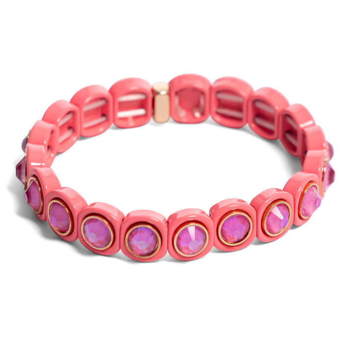 Aspen Jewel Bracelet - Coral Pink With Pink Stone
