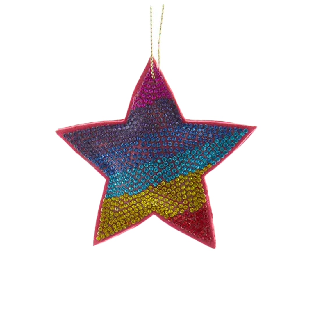 Bedazzled Rainbow Ornament - Star