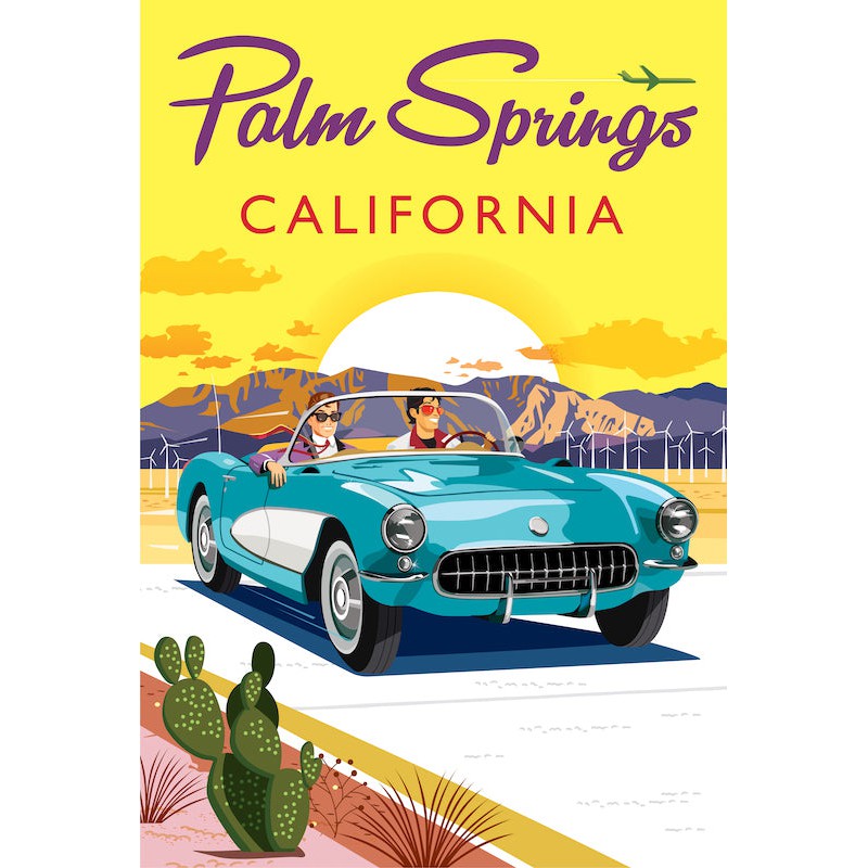 Magnet: Palm Springs Blue Convertible