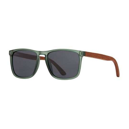 Cail Matte Green & Walnut Wood With Smoke Mirror Polarized Sunglasses