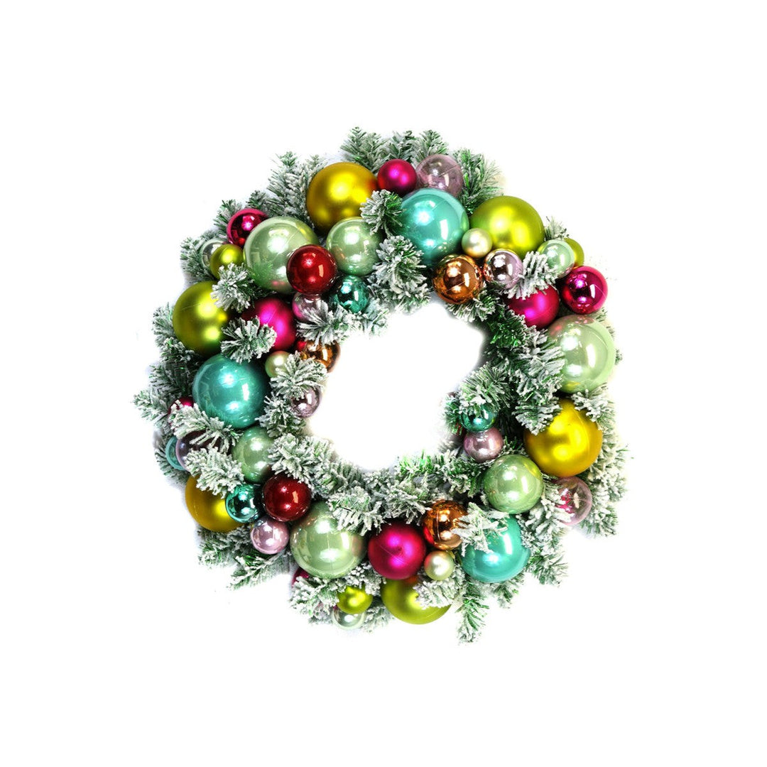 Flocked Wreath - Green - Large