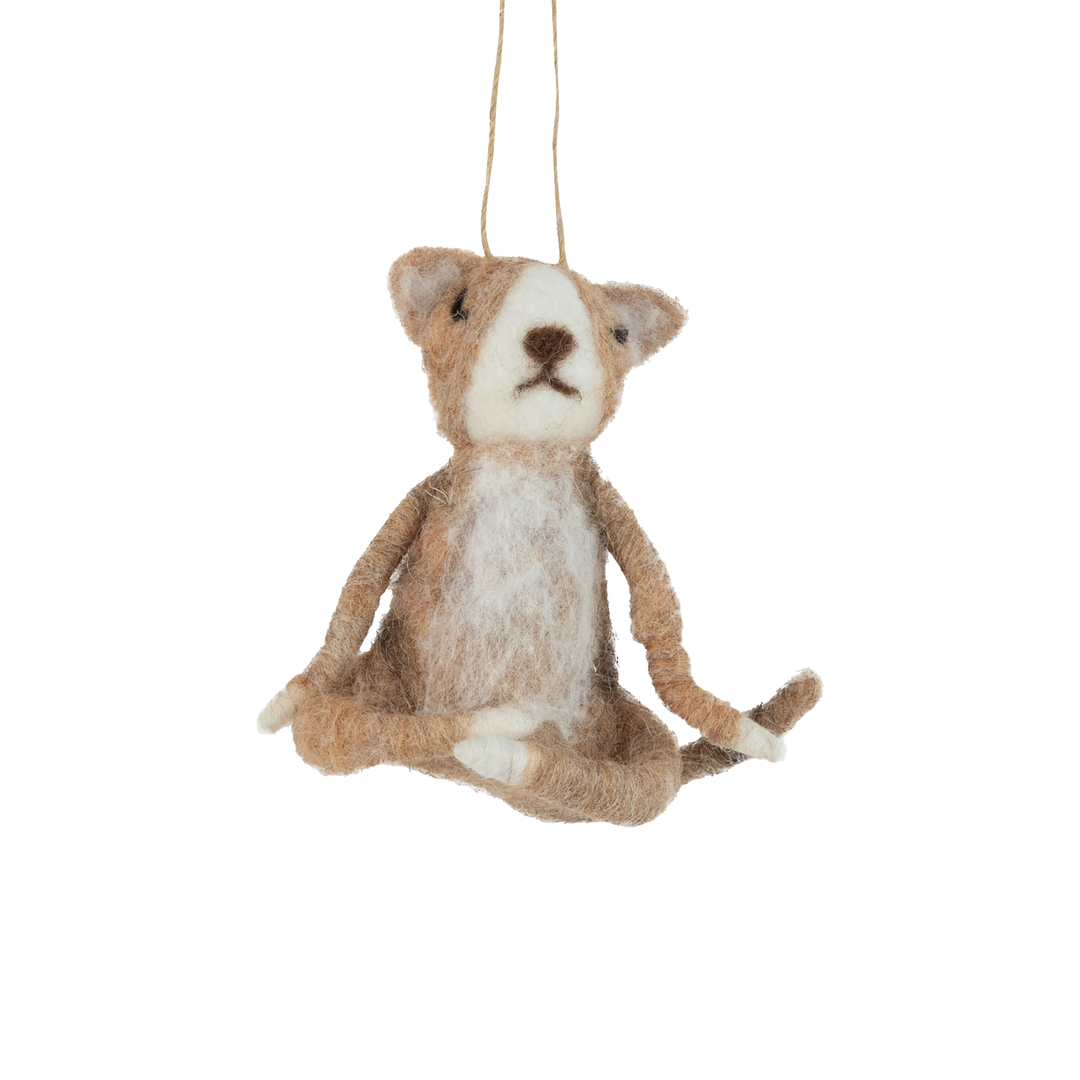 Cat In Yoga Pose Felt Ornament - Lotus