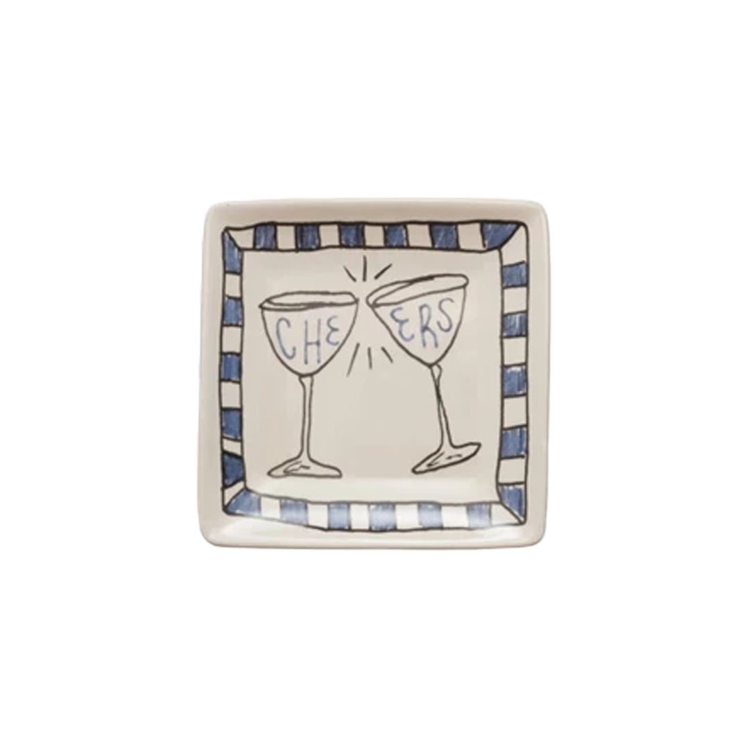 Cheers Stoneware Dish - Blue