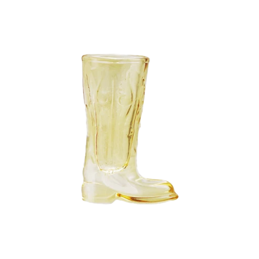 Glass Cowboy Boot Shot Glass - Yellow