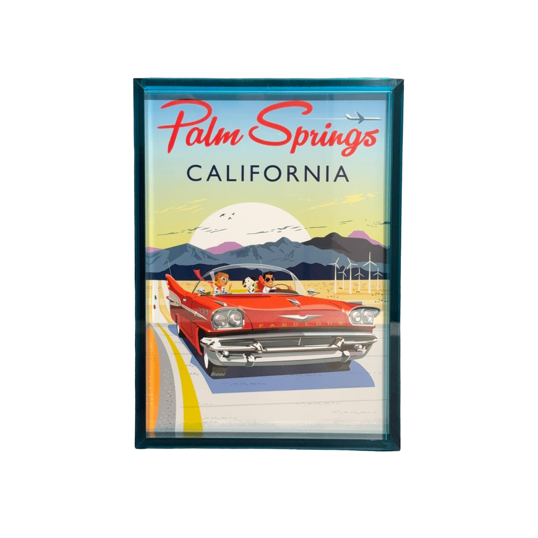 Print: Dalmatian Cadillac 8" x 12" (Blue Acrylic Framed)