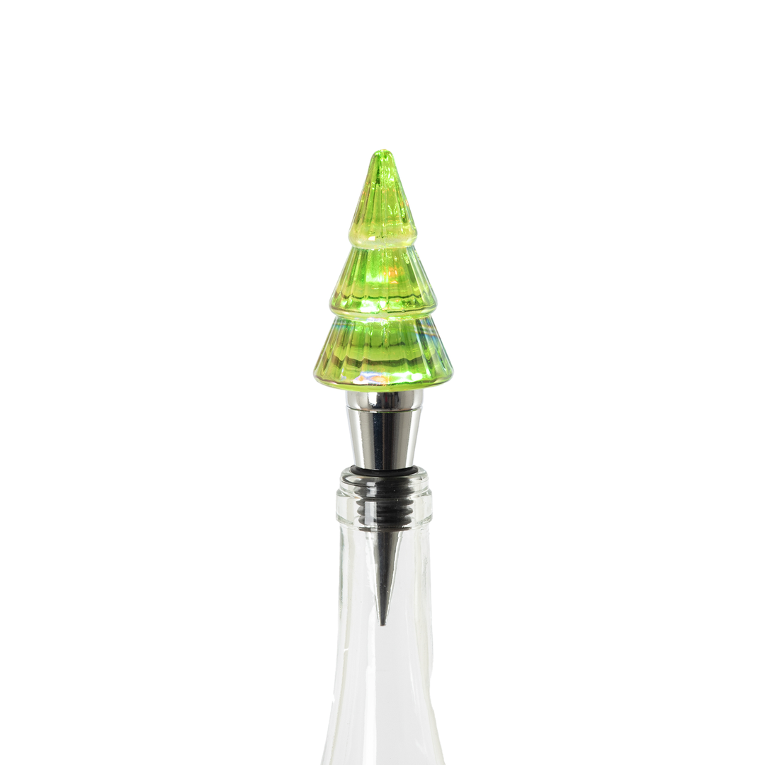 Lit Tree Shape Bottle Stopper - Green