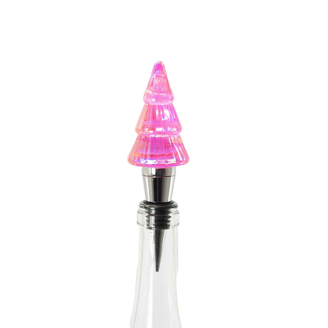 Lit Tree Shape Bottle Stopper - Hot Pink