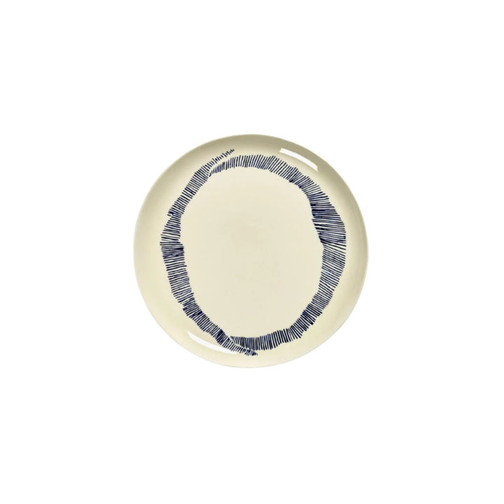 Feast White Swirl & Blue Stripes Dinner Plate