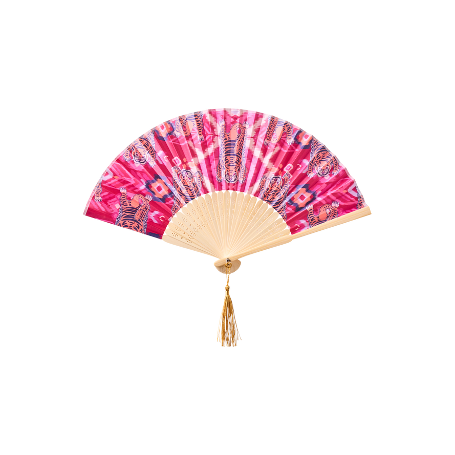 Ikat tigers Satin Fan
