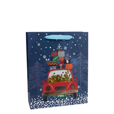 Holiday Car Sequin Gift Bag - Large